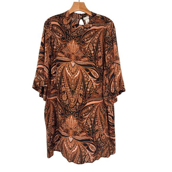 Richard Allan X H&M dress size 14 Womens Paisley 3/4 Sleeve Viscose boho new - Picture 3 of 8